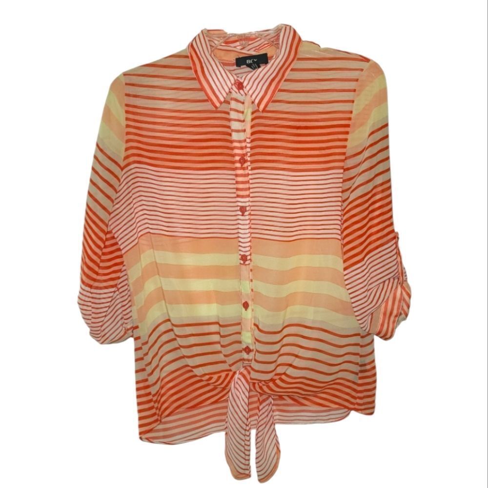 💋💋💋3 for 12$💋💋💋BCX Tie Front Sheer Button Down Blouse